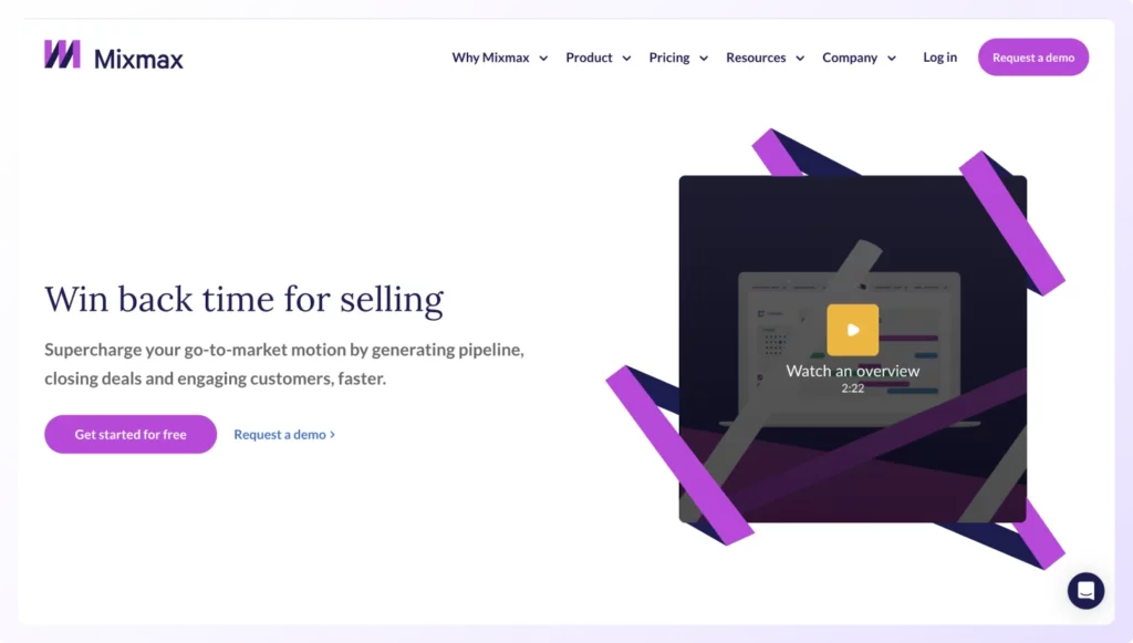 Landing page of Mixmax