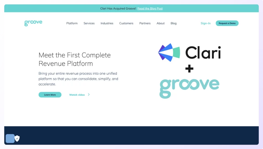 Groove by Clari sales dialer landing page