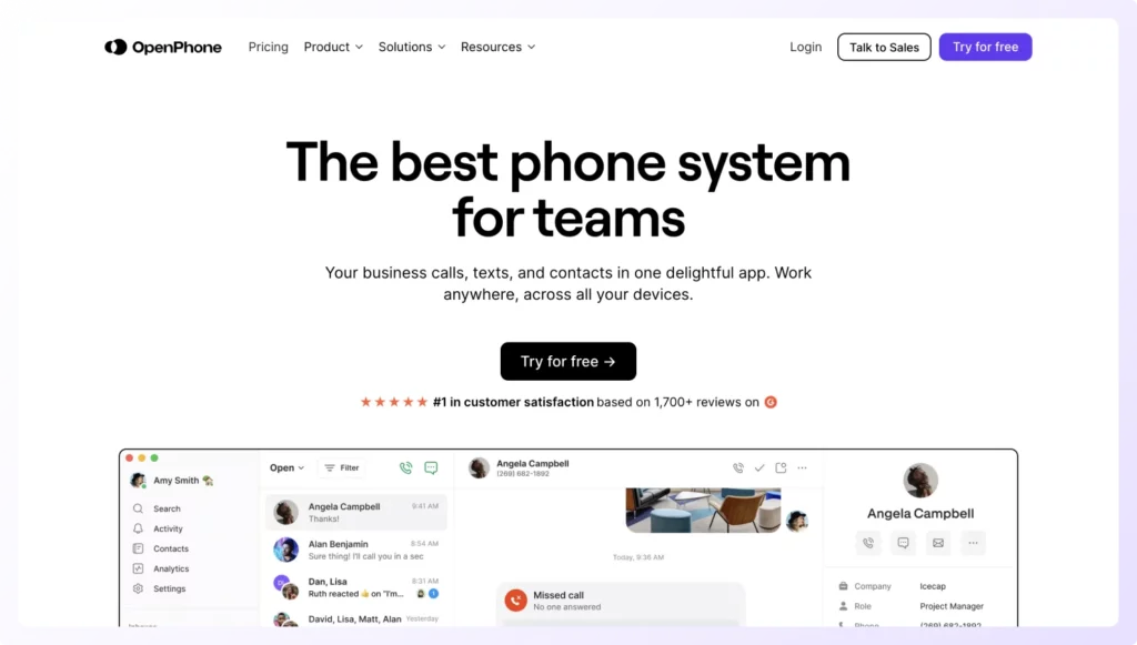 openphone sales dialer landing page