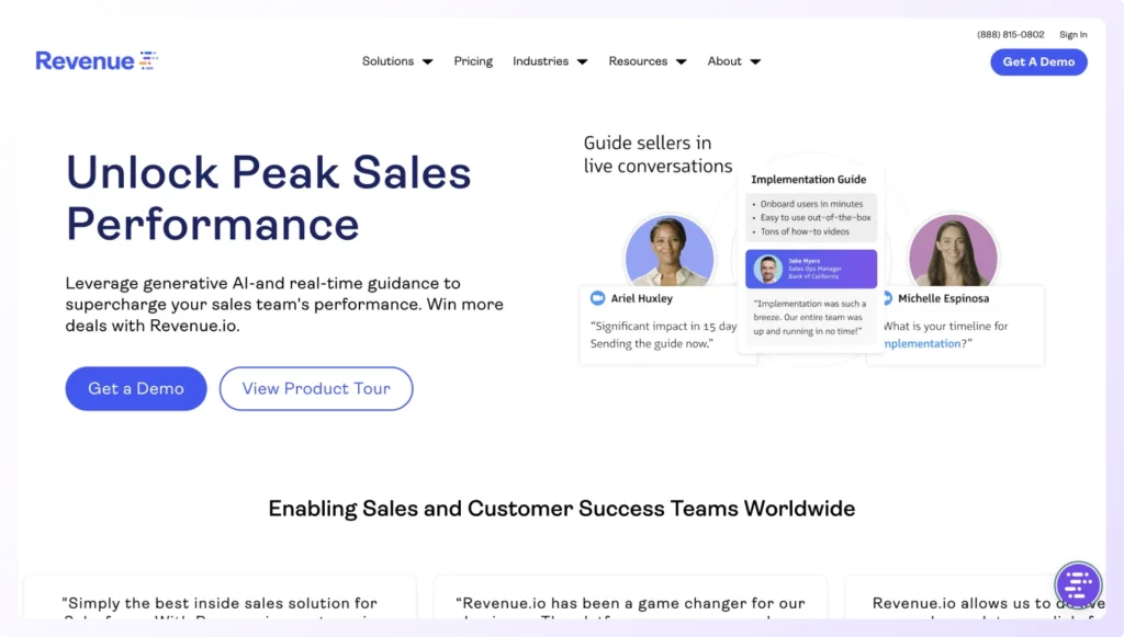 revenue sales dialer landing page