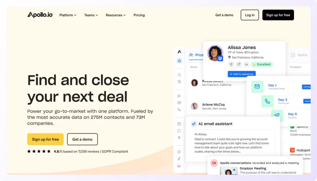 apollo.io landing page