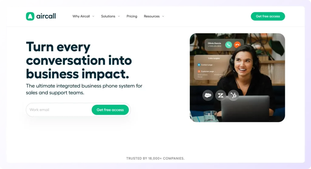 aircall landing page