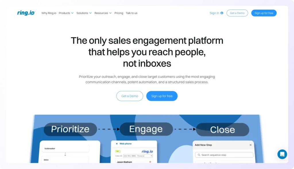 Ring.io landing page 