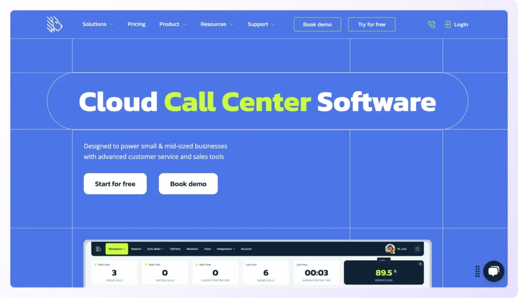 MightyCall landing page