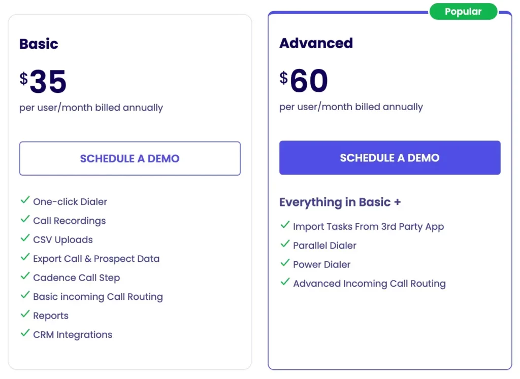 dial iq pricing basic and advanced plans for call routing