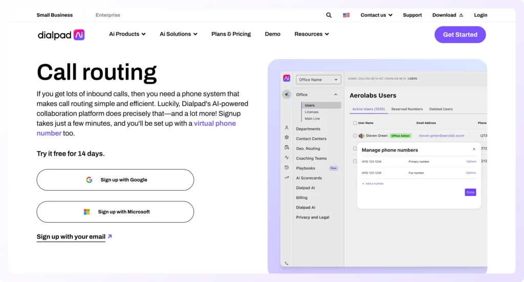 Dialpad landing page