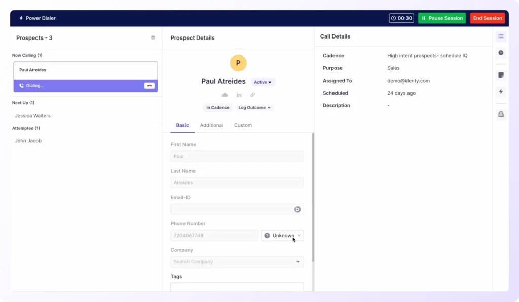 Klenty's power dialer representation of how it works