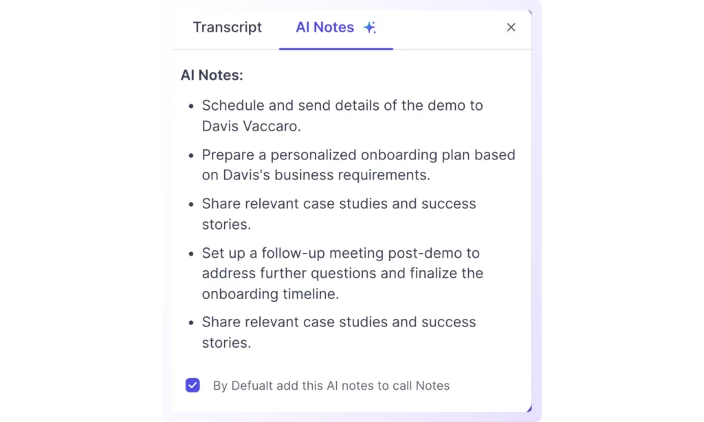 ai notes feature by dial iq