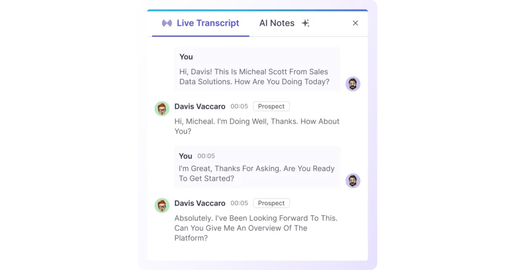 dial iq live transcription feature