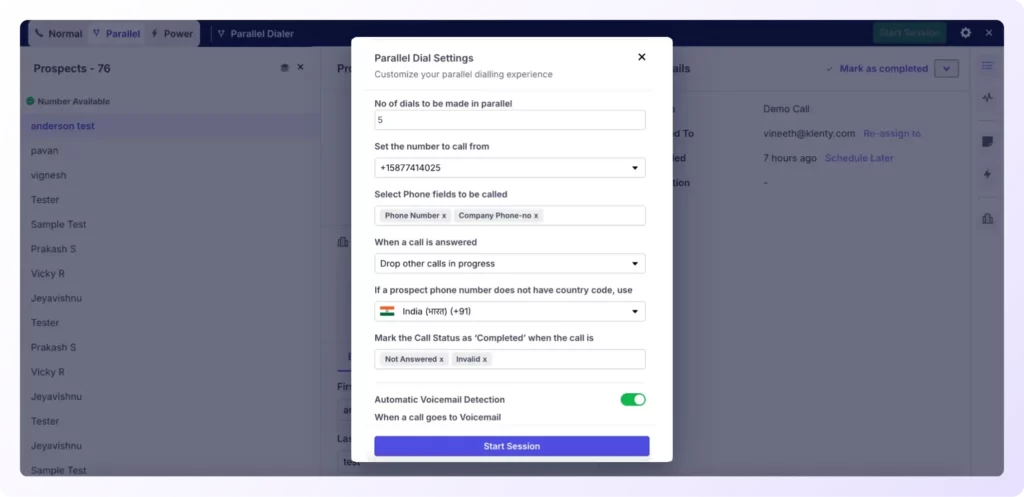 Parallel Dialer feature 