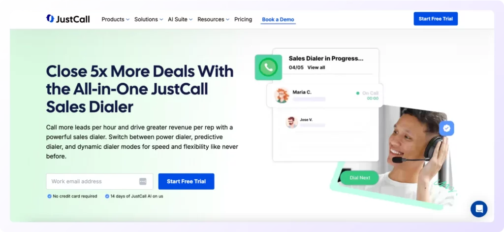 justcall landing page
